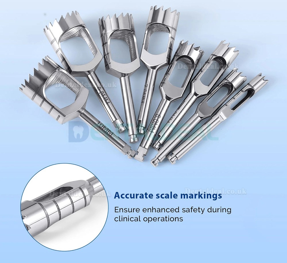 8Pcs/Set Dental Implant Bone Trephine Drill Kit